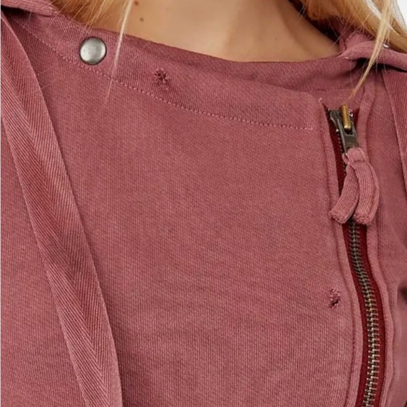 Free People | Women’s dark mauve You Asked For It Moto jacket hoodie, size S - Picture 4 of 16